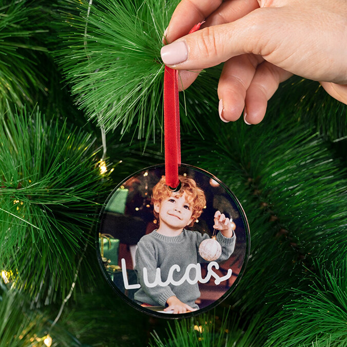 Adornos navideños personalizados de metacrilato