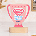 Trofeo de metacrilato copa personalizado con base madera