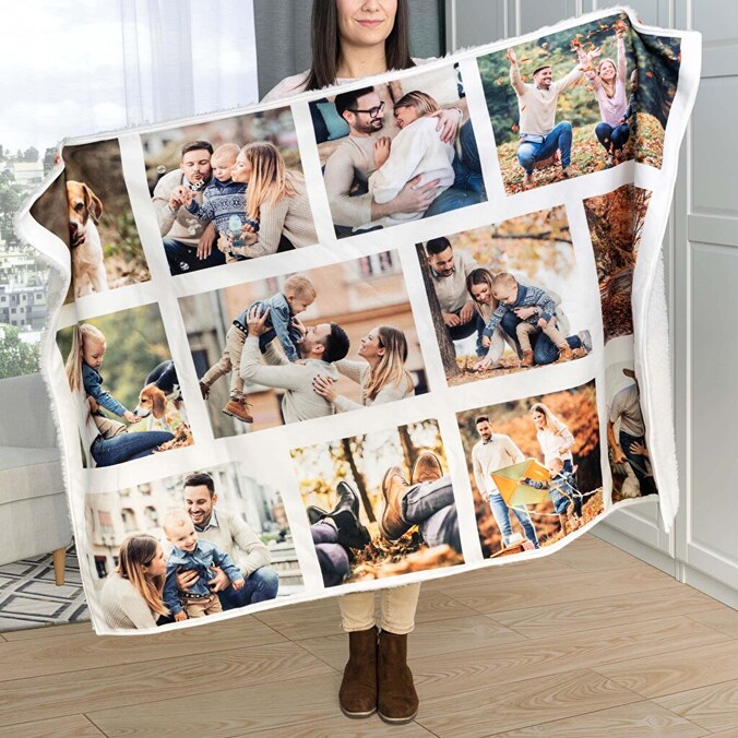 Sherpa fleece tæppe 70x105 med billede