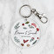 Personalised acrylic keyring with a round shape