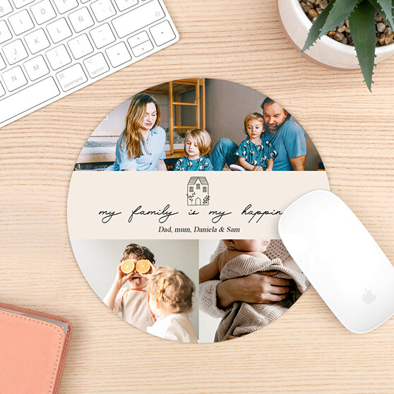 Round mouse mat with photos