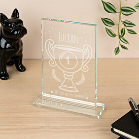 Rectangular glass trophy plaque