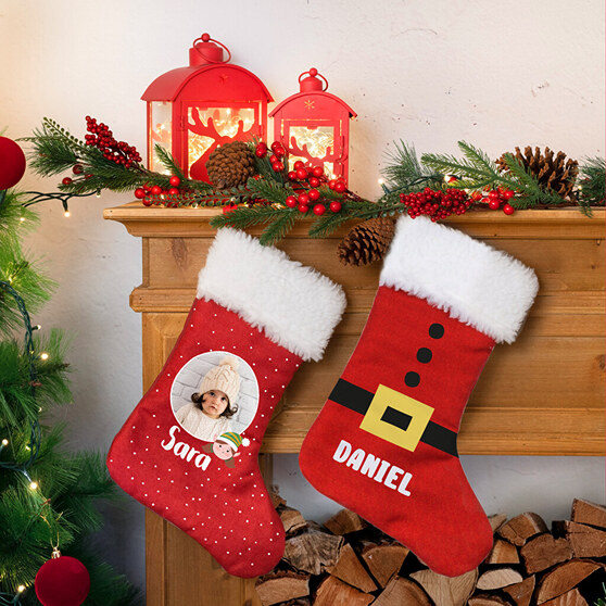 Calcetines de Navidad con foto personalizada