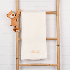 Broderet baby tæppe med bamse