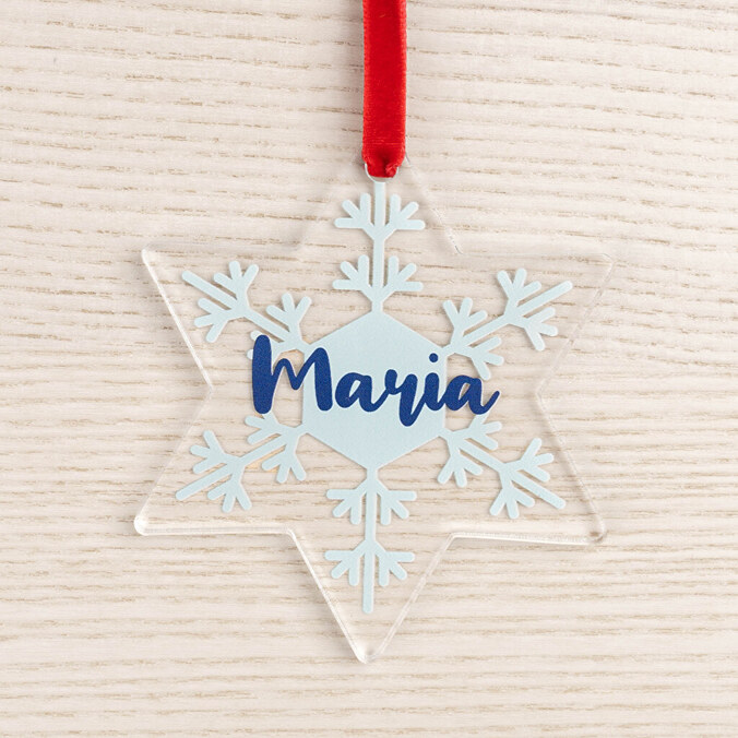 Adorno de Navidad personalizado de metacrilato con forma de estrella