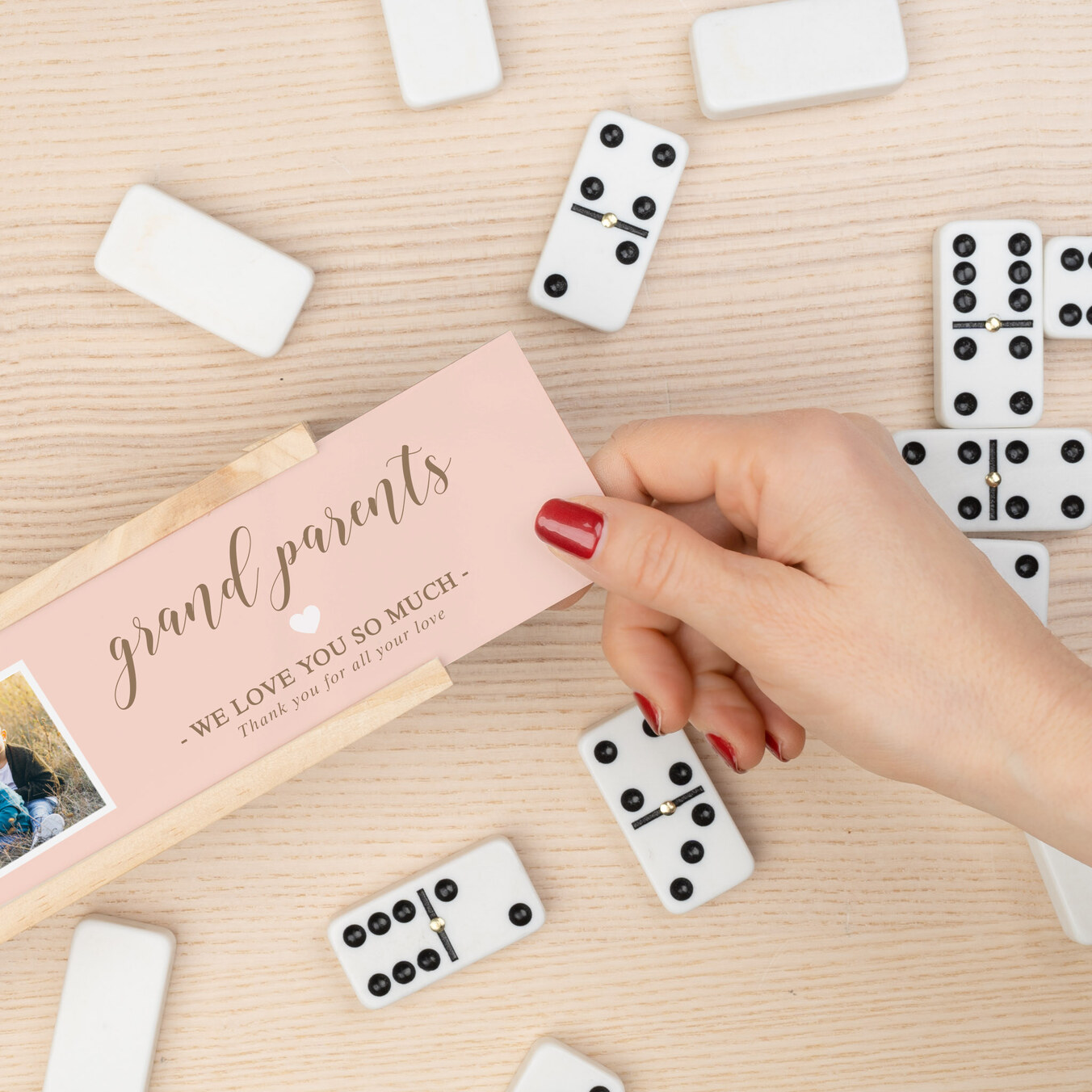 Domino mit Holzbox zum selber gestalten