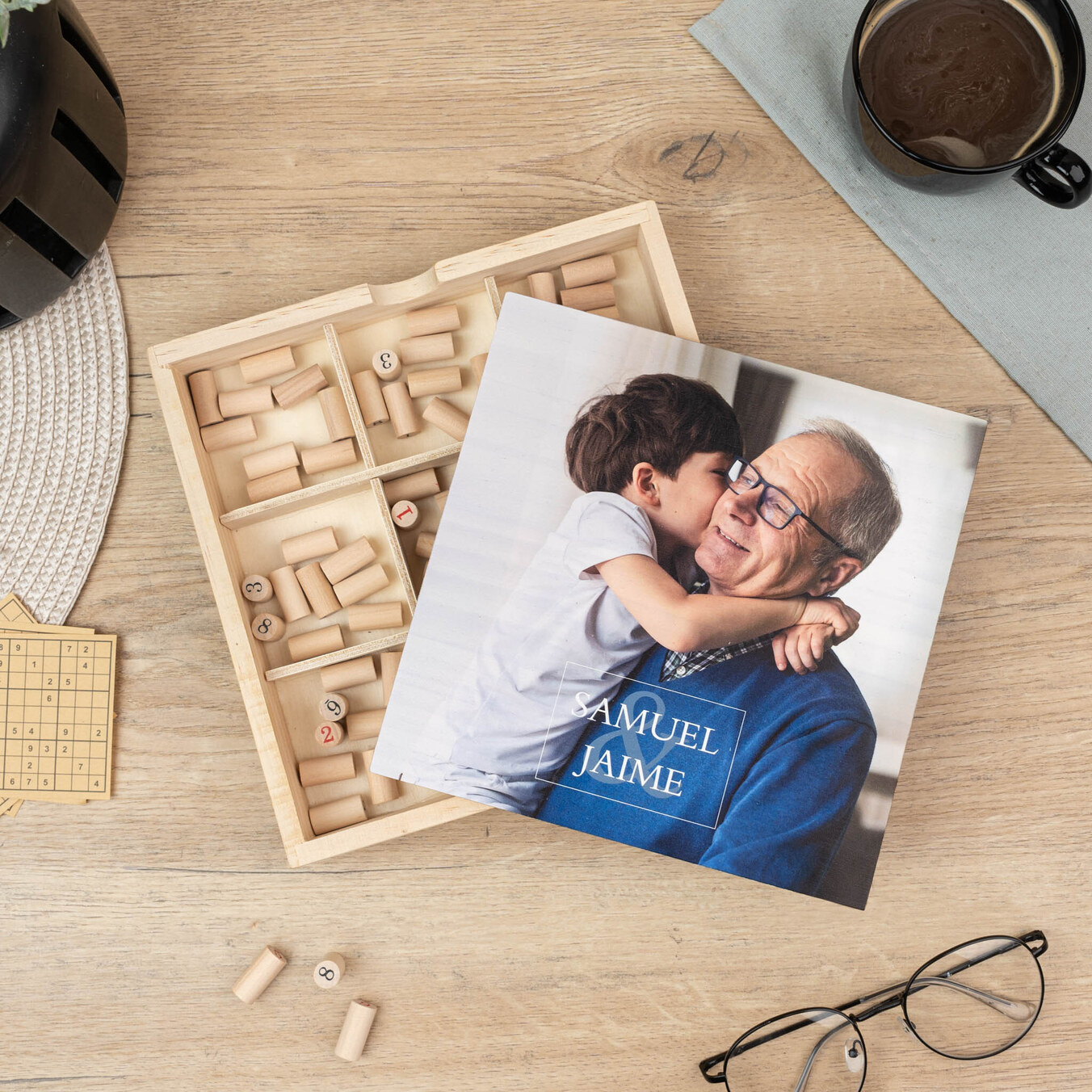Personalisiertes Sudoku-Spiel aus Holz