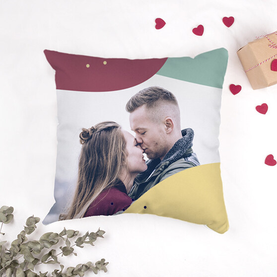 Personalised cushion with a couple in love