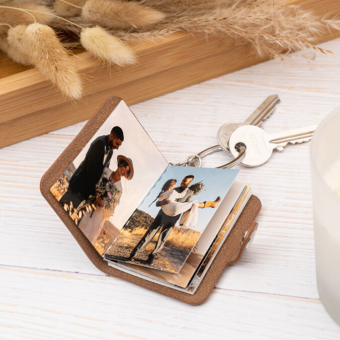 Personalised mini photo album keyring