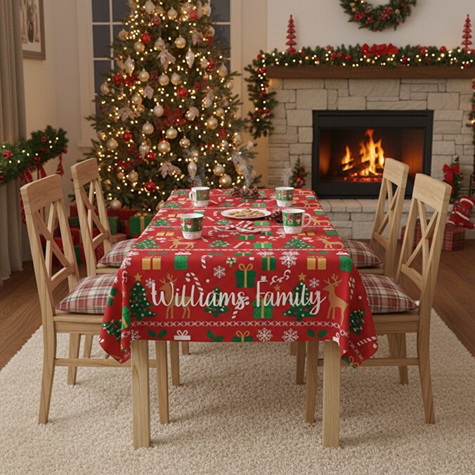 Large personalised fabric and oilcloth tablecloths