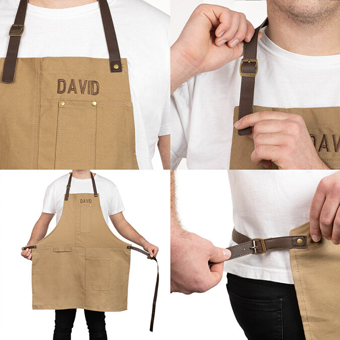Brown embroidered apron