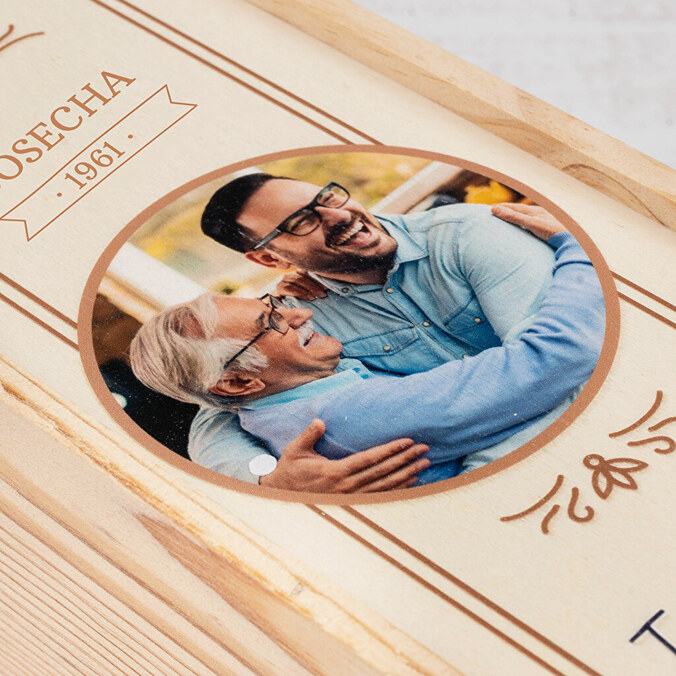 Caja de vino personalizada individual + 1 botella