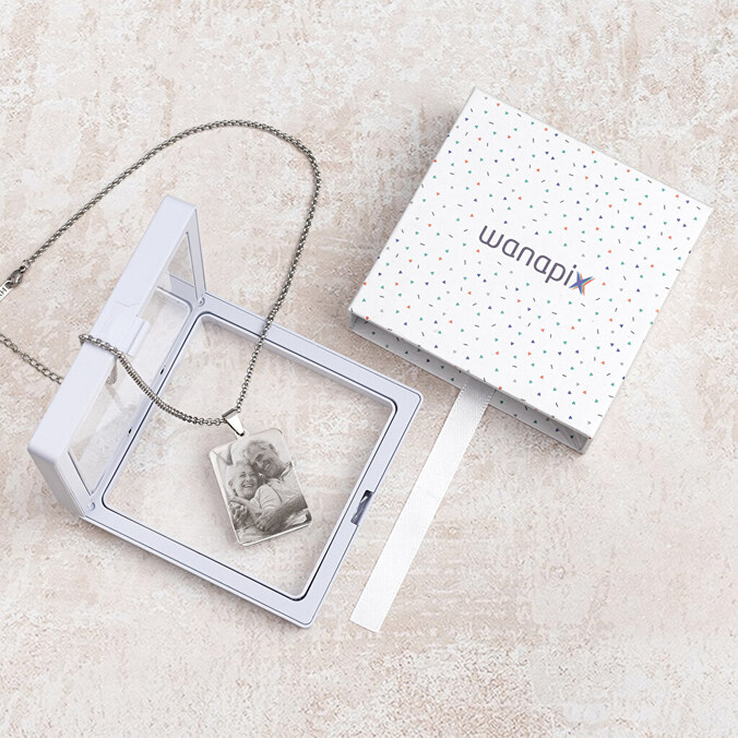 Personalised engraved rectangular necklace