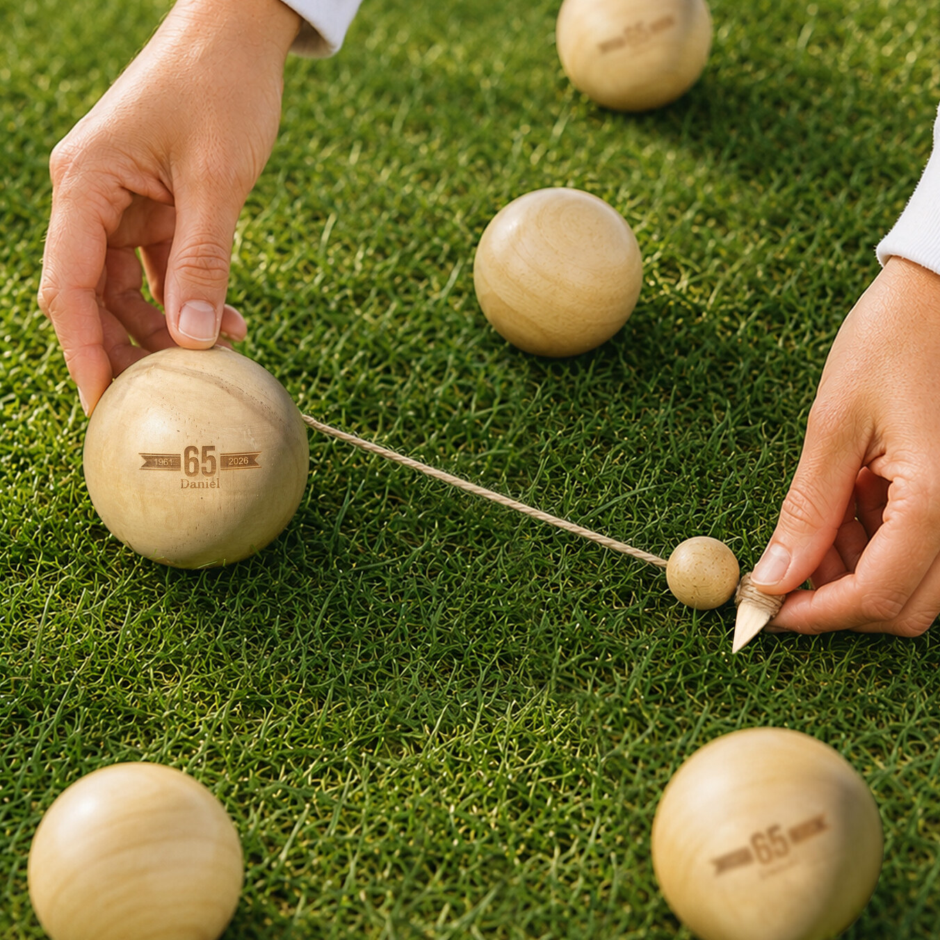 Petanque-Set mit gravierten Kugeln