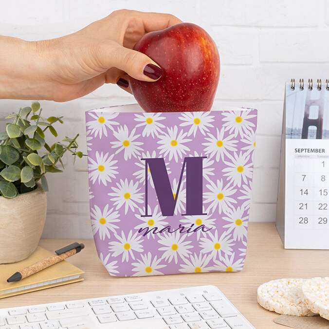 Personalised reusable fabric snack bag