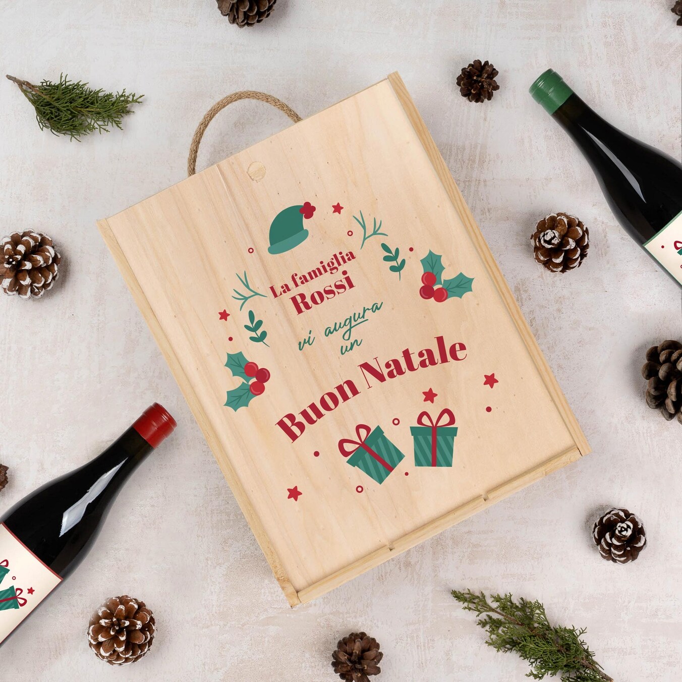 Coffret vin en bois personnalisé triple