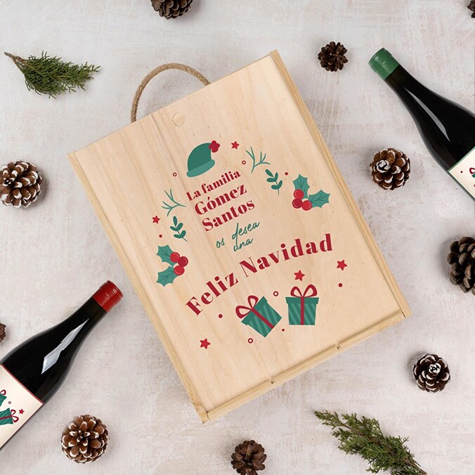 Caja de vino personalizada triple