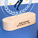 Trofeo de metacrilato redondo personalizado con base madera