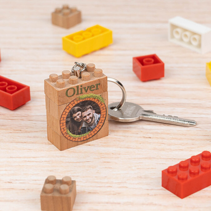 Llavero Blocks madera personalizado 4 piezas