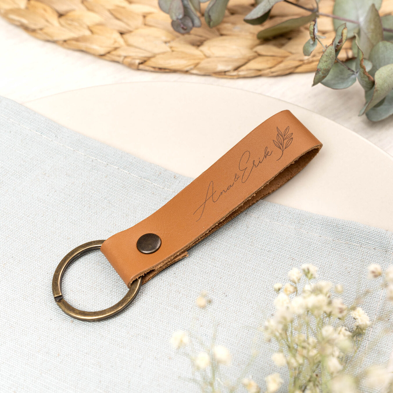 Schlüsselanhänger aus Leder mit Gravur