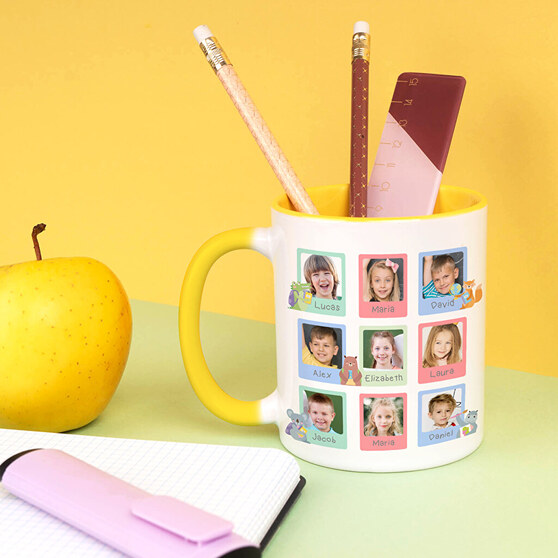 Personalised teacher mug with name of students and teacher