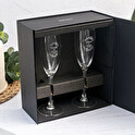 Set van 2 gepersonaliseerde champagneglazen met etui