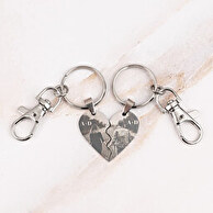 Porte-clés coeur séparable gravé