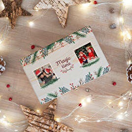 Houten kist met kerstmotieven