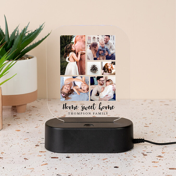 Personalisierte 3D Lampe Holz Rechteckig