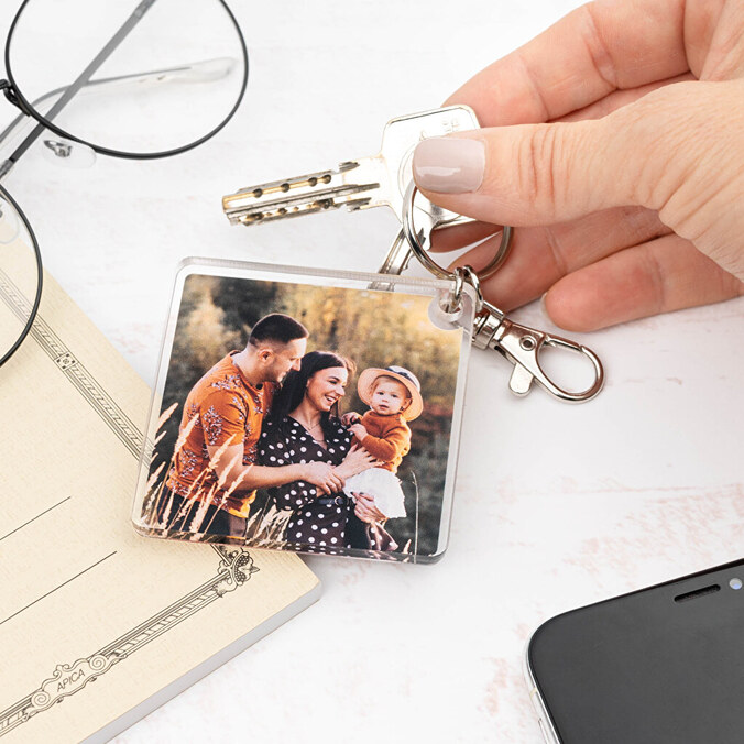 Personalizowany przezroczysty brelok do kluczy z metakrylanu kwadratowy