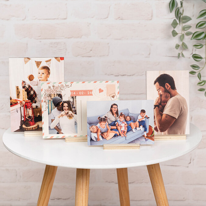 Printed wooden card with photo