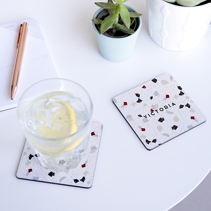 Personalised round wooden coasters