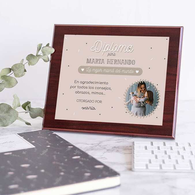 Placa conmemorativa personalizada de caoba