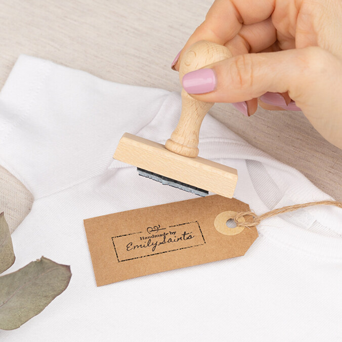 Gepersonaliseerde rechthoekige houten stempel 5,7x2