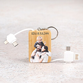Bamboo key ring charger