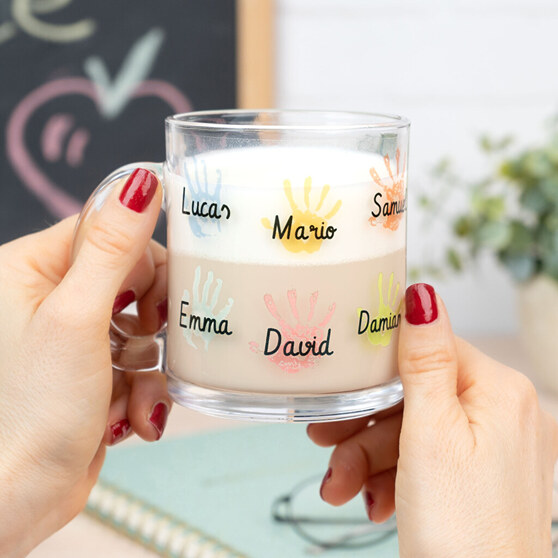 Personalised glass mug with handle