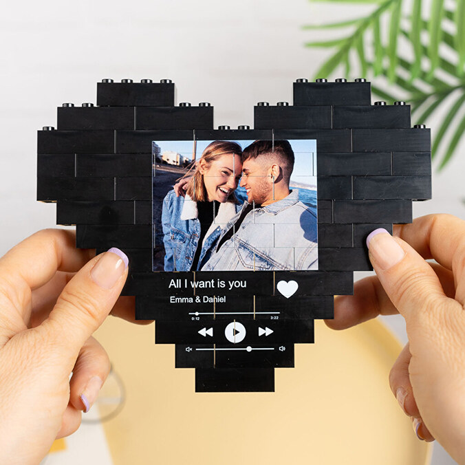 Personalizovaný Puzzle Block srdce Mini