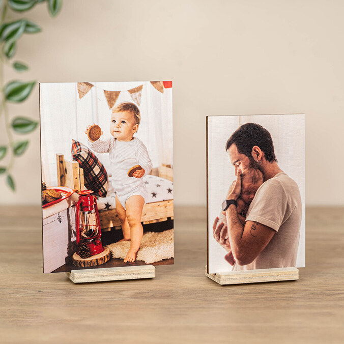 Bedrukte houten kaart met foto