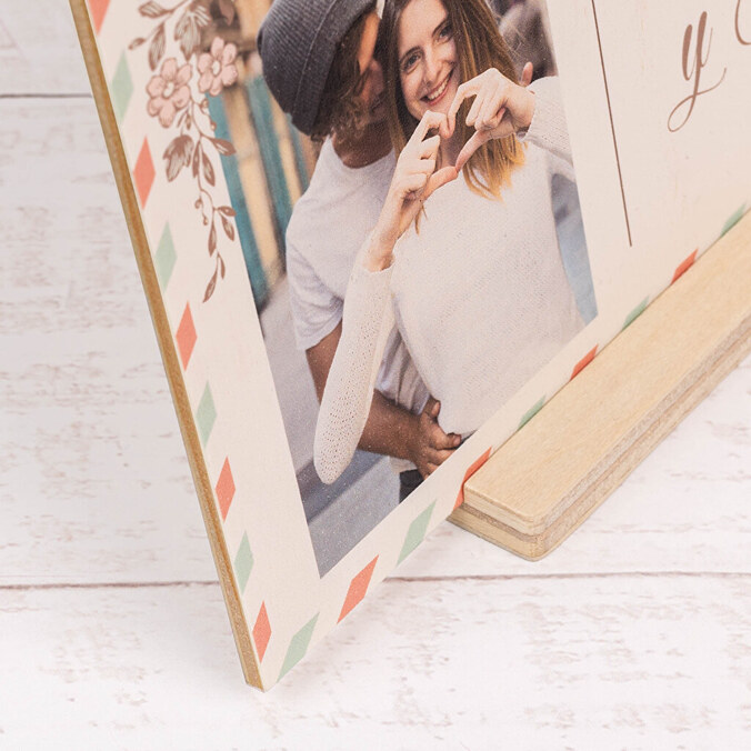 Tarjeta de madera impresa con foto