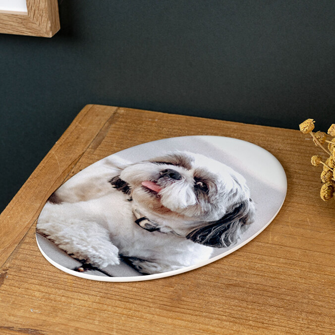 Personalised outdoor ceramic memorial photo tile for headstones