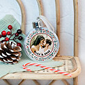 Spherical baubles with photos for the Christmas tree