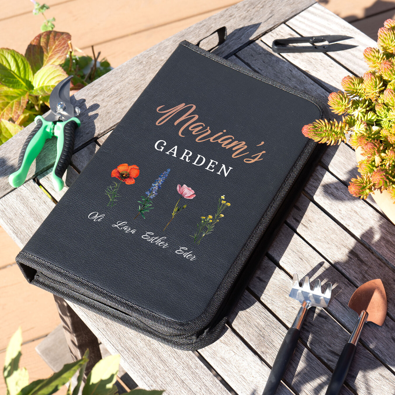 Kit di attrezzi da giardinaggio con astuccio personalizzato