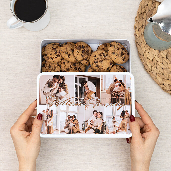 Personalised rectangular tin box 13x9