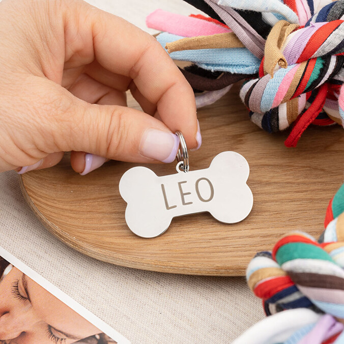 Chapa hueso grande personalizada metálica para perro