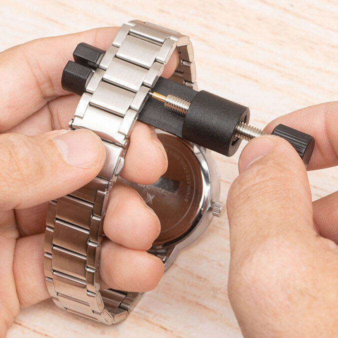 Gepersonaliseerd metalen schakelbandhorloge voor heren