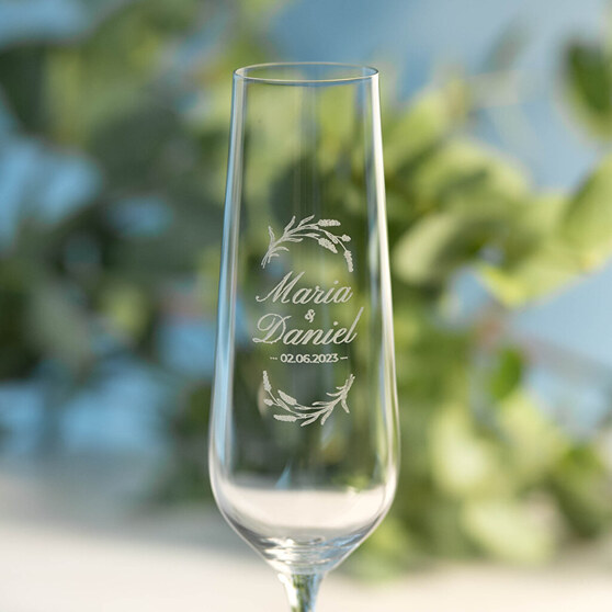Copa de cristal grabada para cava o champán Copa de cristal grabada para cava o champán