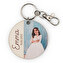 Personalised wooden keyring with a round shape Personalised wooden keyring with a round shape