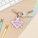 Llavero madera personalizado con forma de pieza de puzzle