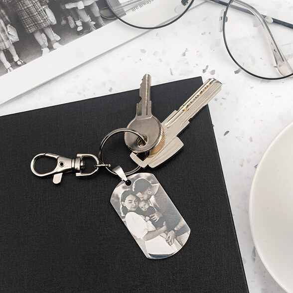 Porte-clés allongé gravé personnalisé