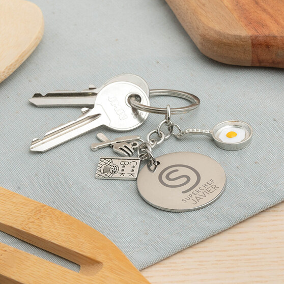 Personalised engraved keyring for cooks
